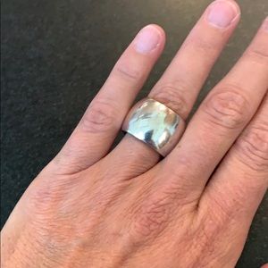 Wide band sterling silver ring